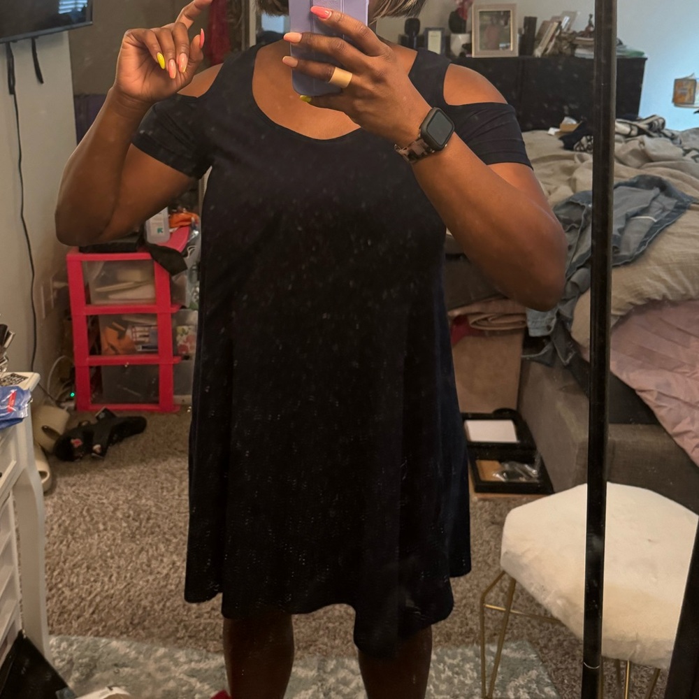 Navy Blue Cut Out Shoulder Dress Sz Large